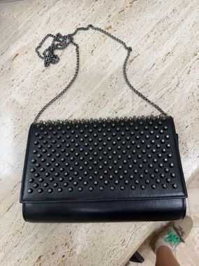 Christian Louboutin studded Black Leather Crossbody Clutch